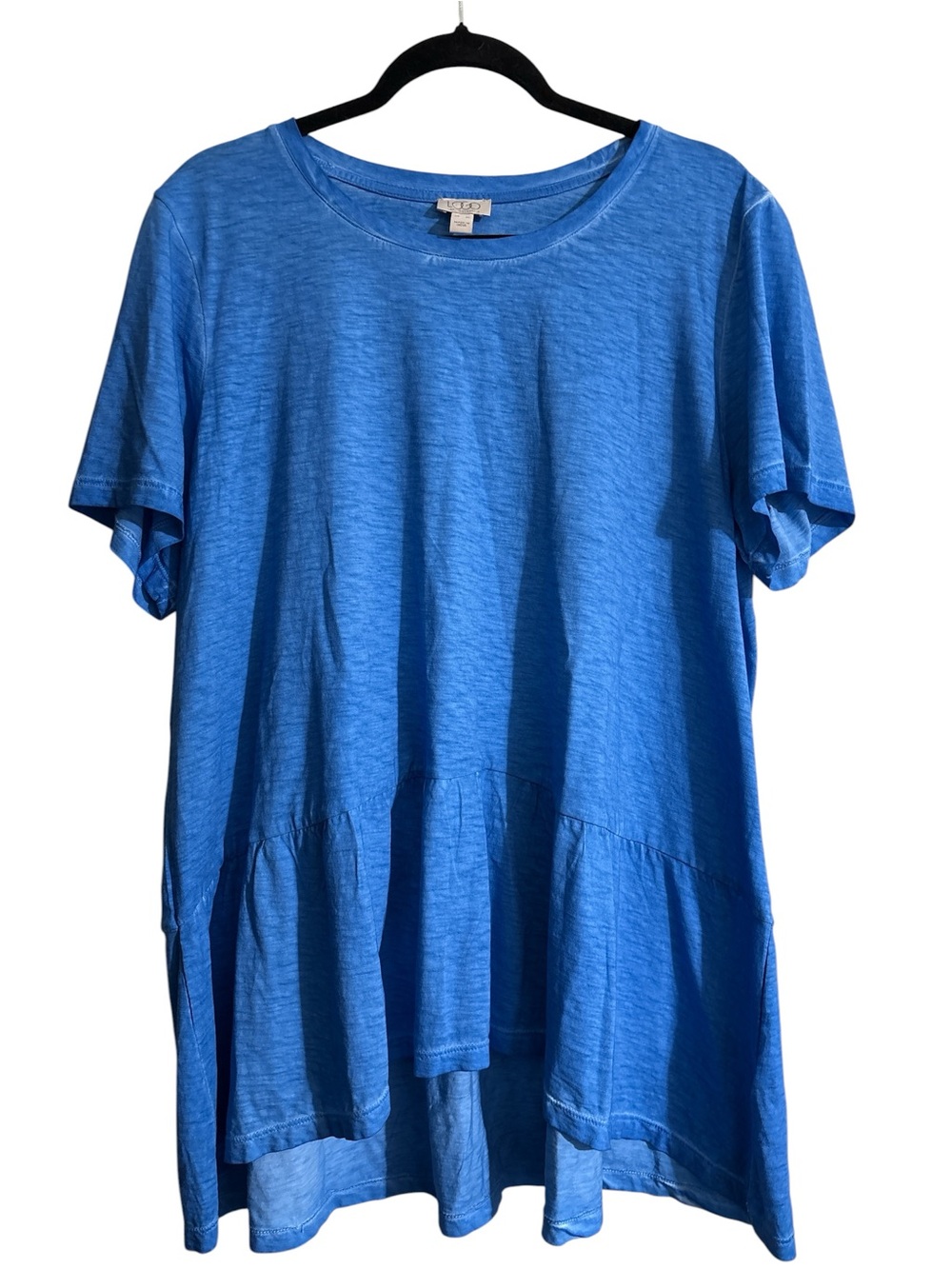LOGO By Lori Goldstein Short Sleeve Tunic With Ruffled Hem
